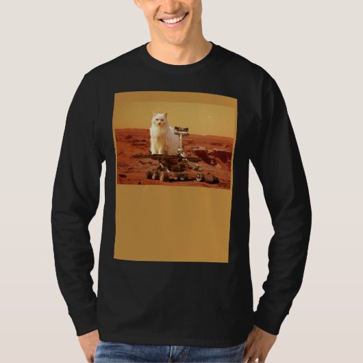 Cat Riding Mars Rover on Foreign Landscape T-shirt (Voorkant)
