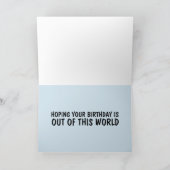 CAT RIDING PIZZA IN SPACE BIRTHDAY KAART (Binnen)