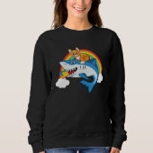 Cat Riding Shark Eating Cheese With Rainbow For Ca Trui (Voorkant)