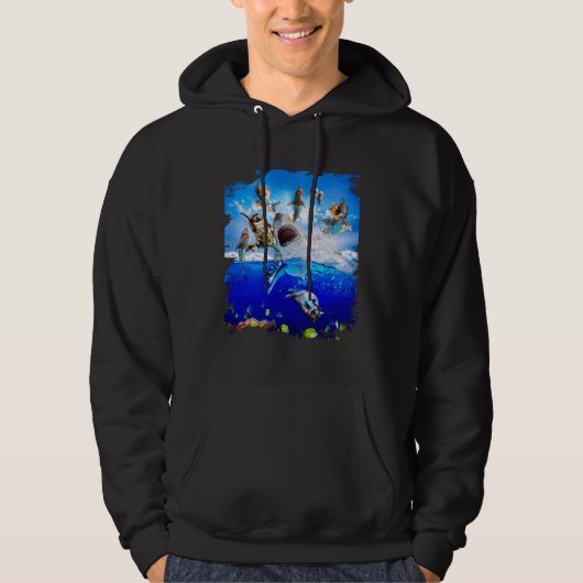 Cat riding shark in the ocean on the beach hoodie (Voorkant)