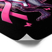 Cat Riding T Rex Dinosaur. Borstkanker bewustzijn Poster (Hoek)