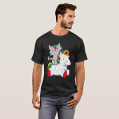Cat Riding Unicorn Autism Awareness Cute Puzzle Pi T-shirt (Voorkant volledig)