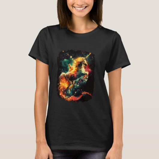 Cat Riding Unicorn Funny Galaxy T-shirt (Voorkant)