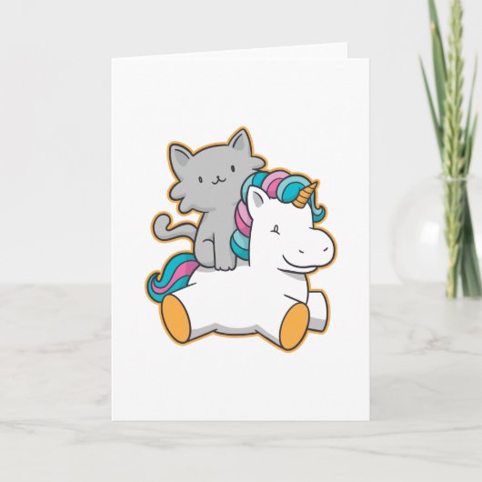 CAT RIDING UNICORN KAART (Voorkant)