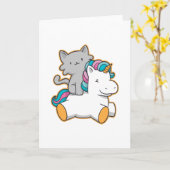 CAT RIDING UNICORN KAART (Gele Bloem)