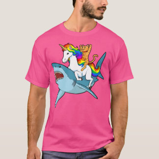 Cat Riding Unicorn Riding Shark Design Sweatshirt