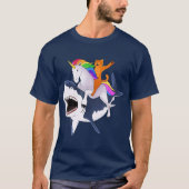 Cat Riding Unicorn Riding Shark Gift T-shirt (Voorkant)