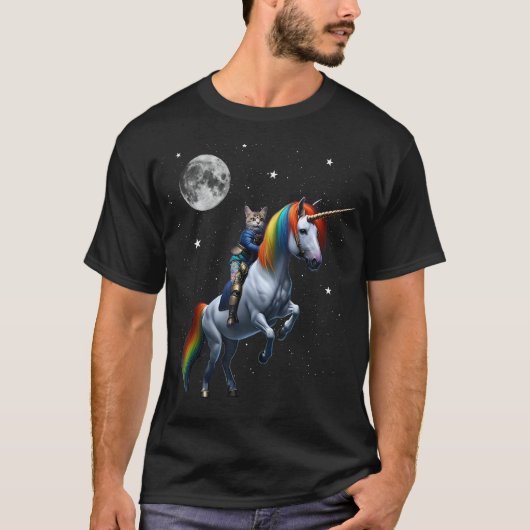 Cat Riding Unicorn T-shirt (Voorkant)