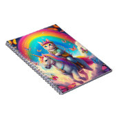 Cat Riding Unicorn with Rainbows and Butterflies Notitieboek (Rechterzijde)