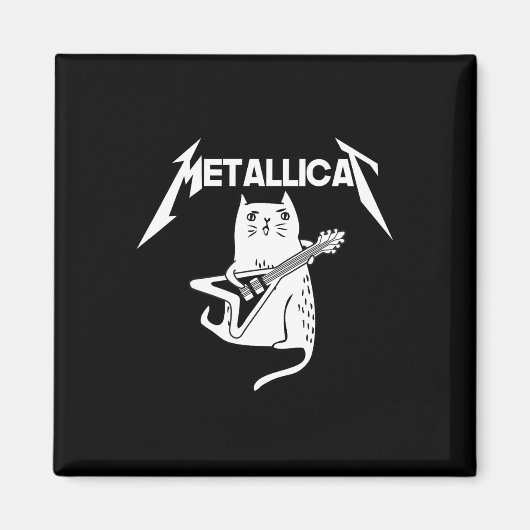 Cat Rock Band Gitaar Leuk Kerstcadeau Magneet (Voorkant)
