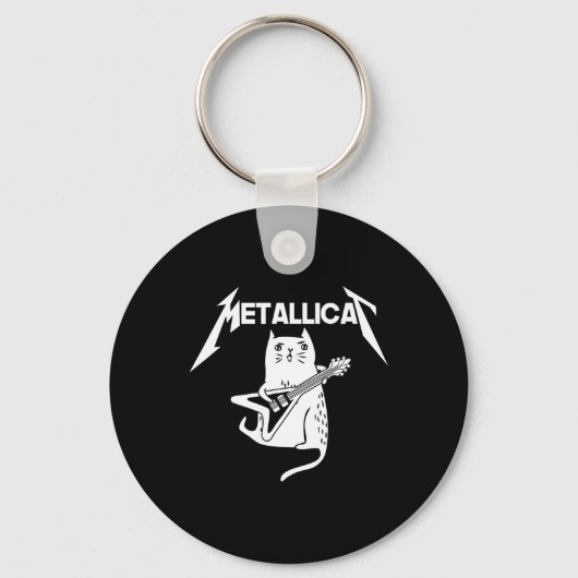 Cat Rock Band Gitaar Leuk Kerstcadeau Sleutelhanger (Voorkant)