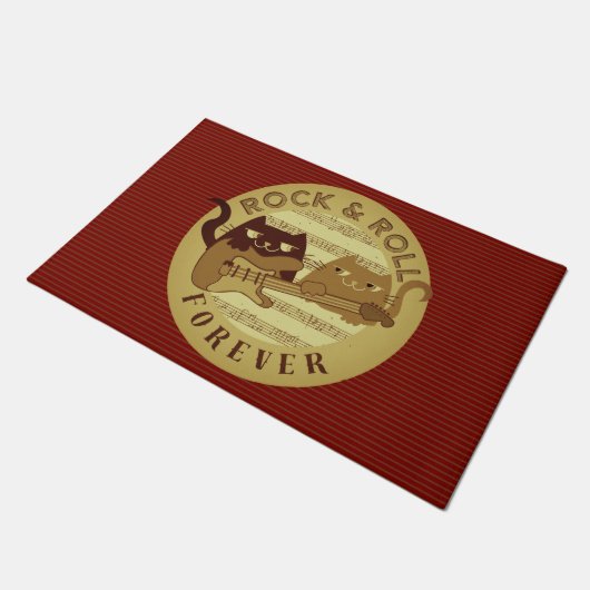 Cat Rock Muziek Elektrische Gitaar Gouden Strepen  Deurmat (Schuin)