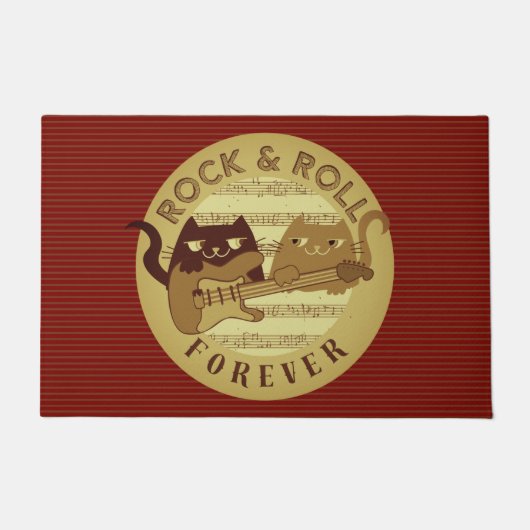 Cat Rock Muziek Elektrische Gitaar Gouden Strepen  Deurmat (Voorkant)
