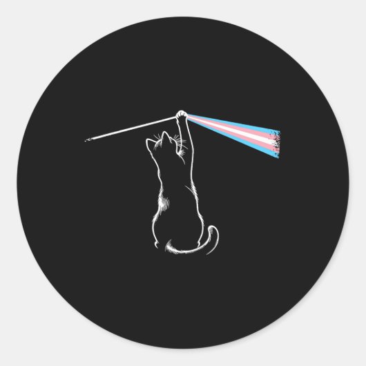 Cat Rock Muziek Trans Pride LGBT Transgender Cat L Ronde Sticker (Voorkant)