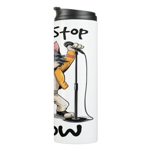 Cat Rock-ster houdt niet op met miauwen Thermosbeker (Geroteerd rechts)