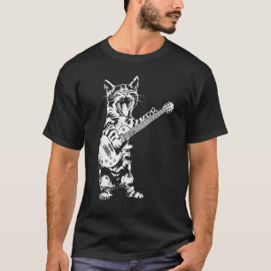 Cat Rocker Funny Kat Plays Guitar Rockstar Cats T-shirt