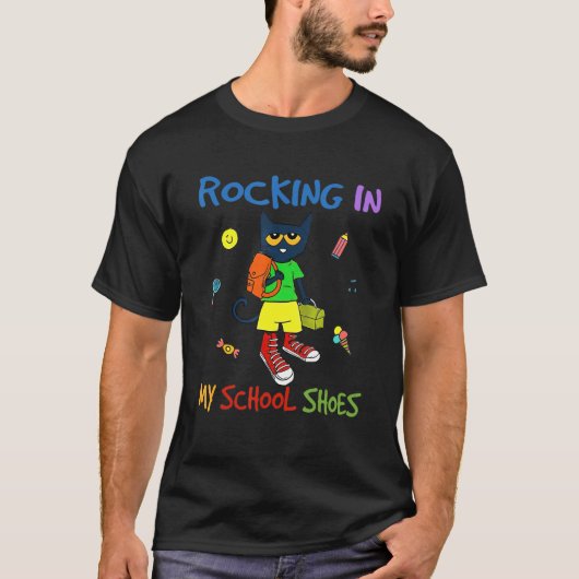 Cat Rocking In My School Shoes Back To School Kids T-shirt (Voorkant)
