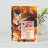 Cat Rockstar Cool Uitnodiging (Staand voorkant)