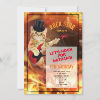 Cat Rockstar Cool Uitnodiging
