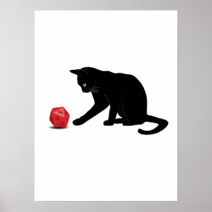 Cat Rolling Dice RPG Rol Spelen Games Gaming Lov Poster