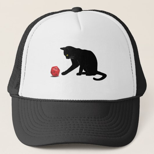 Cat Rolling Dice RPG Rol Spelen Games Gaming Lov Trucker Pet (Voorkant)