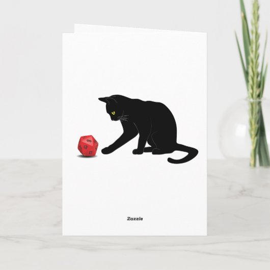 Cat Rolling Dice RPG rollspellen Feestdagen Kaart (Achterkant)