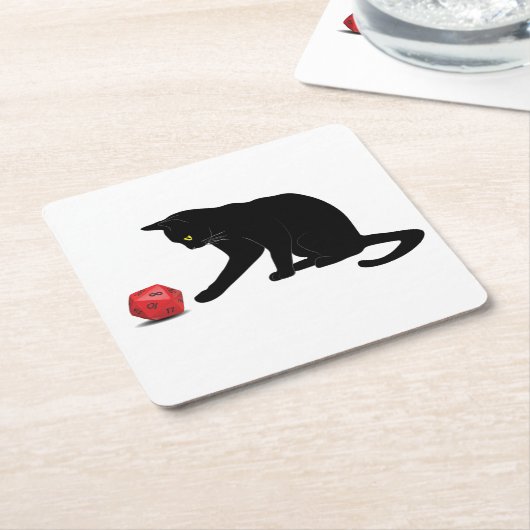 Cat Rolling Dice RPG rollspellen Kartonnen Onderzetters (Schuin)