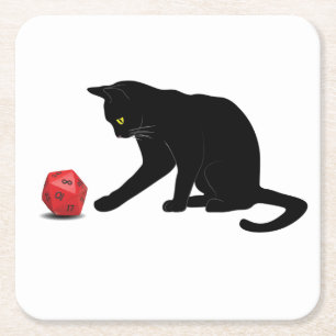 Cat Rolling Dice RPG rollspellen Kartonnen Onderzetters