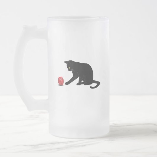 Cat Rolling Dice RPG rollspellen Matglas Bierpul (Links)