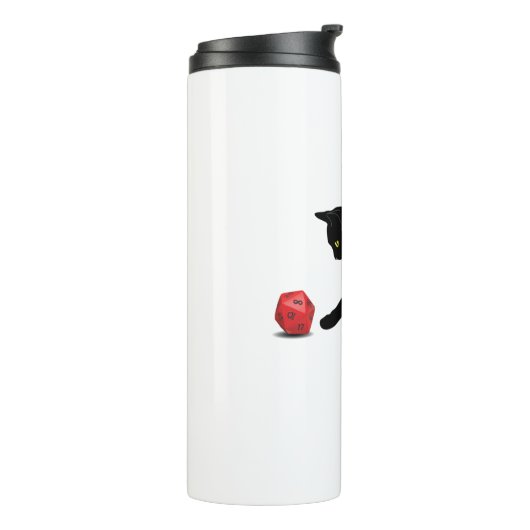 Cat Rolling Dice RPG rollspellen Thermosbeker (Gedraaid links)