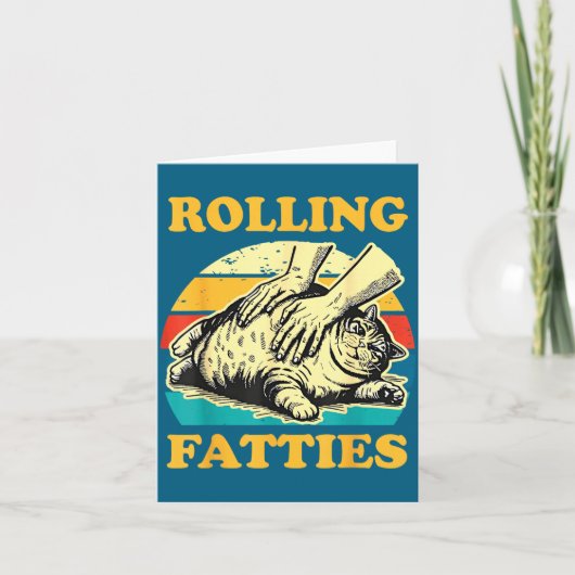 Cat Rolling Fatties Funny For Men Women  Kaart (Voorkant)