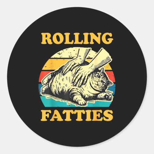 Cat Rolling Fatties Funny For Men Women  Ronde Sticker (Voorkant)