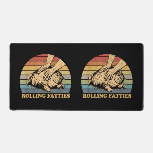 Cat Rolling Fatties Grappig Bureaumat (Voorkant)