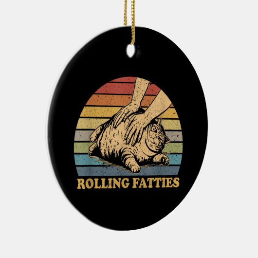 Cat Rolling Fatties Grappig Keramisch Ornament (Rechts)