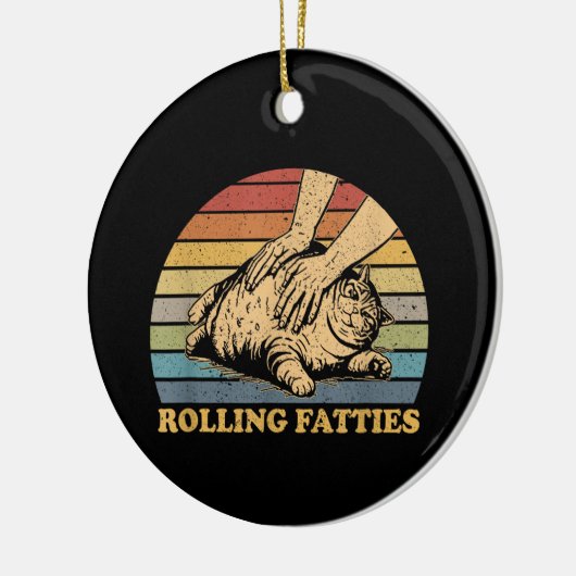 Cat Rolling Fatties Grappig Keramisch Ornament (Links)