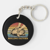 Cat Rolling Fatties Grappig Sleutelhanger (Achterkant)