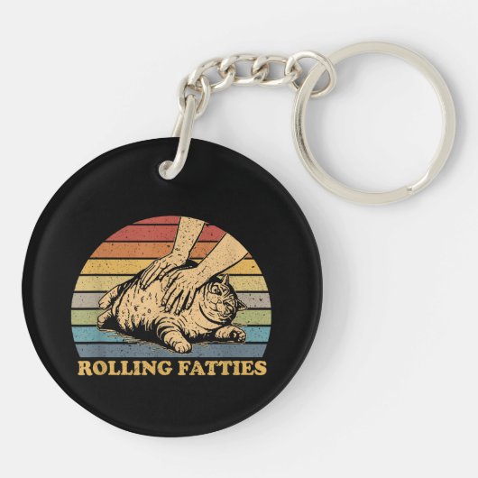 Cat Rolling Fatties Grappig Sleutelhanger (Achterkant)