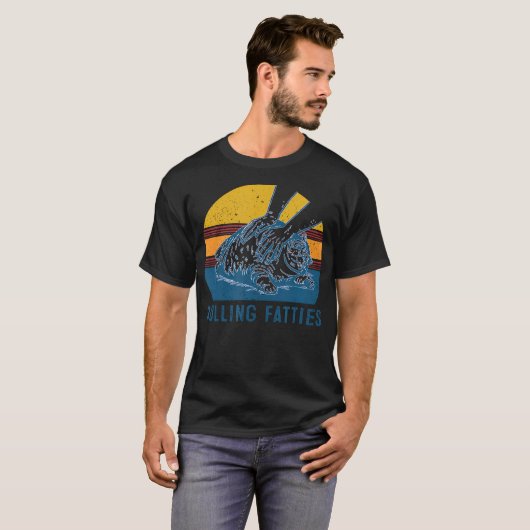 Cat Rolling Fatties Grappig T-shirt (Voorkant volledig)
