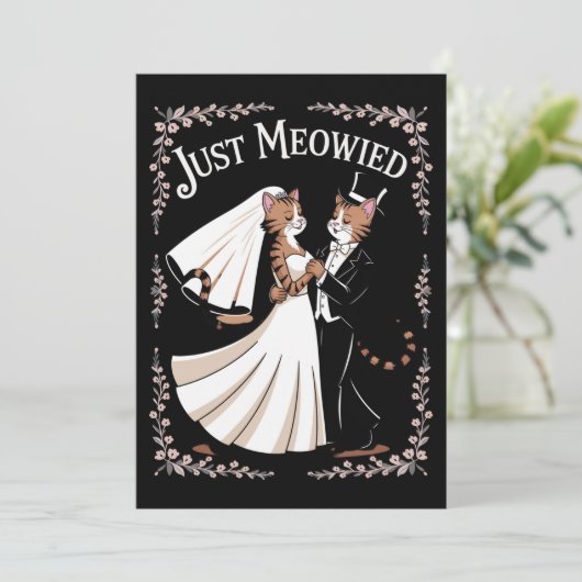 Cat Royal Wedding Funny Just Married Couples Dans Kaart (Staand voorkant)