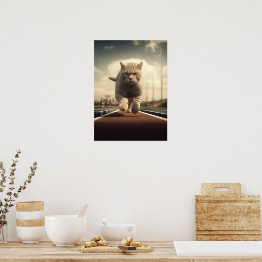 Cat Running, Track en Field Poster (Keuken)