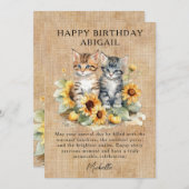 Cat Rustieke Zonnebloemen en Kittens Verjaardags K (Voorkant / Achterkant)