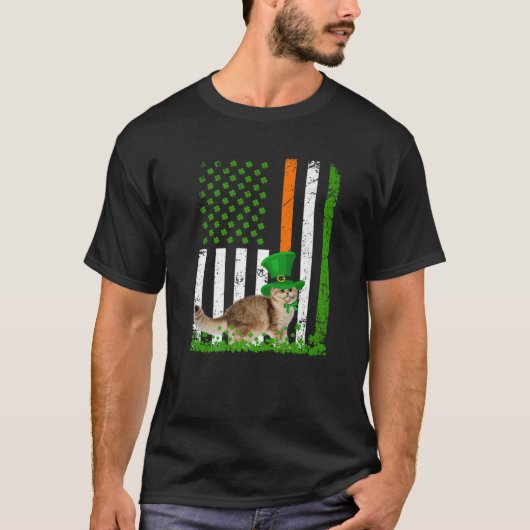 Cat Saint Patrick's Day Funny Cat Lover US America T-shirt (Voorkant)