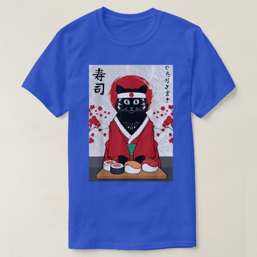 Cat Samurai Kat Japan T-shirt (Design voorkant)