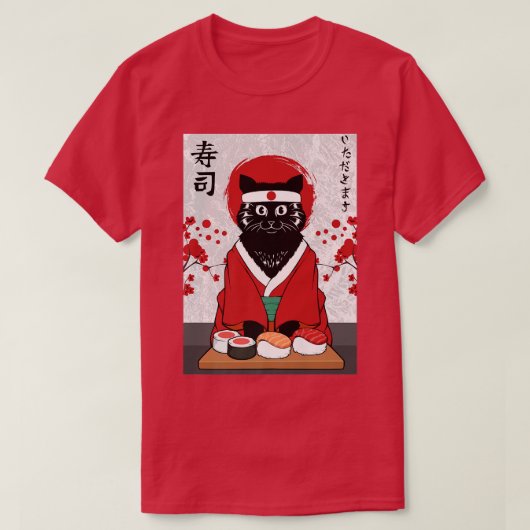 Cat Samurai Kat Japan T-shirt (Design voorkant)