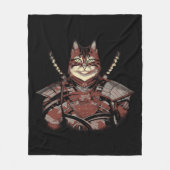 Cat Samurai Warrior Japans Fleece Deken (Voorkant)