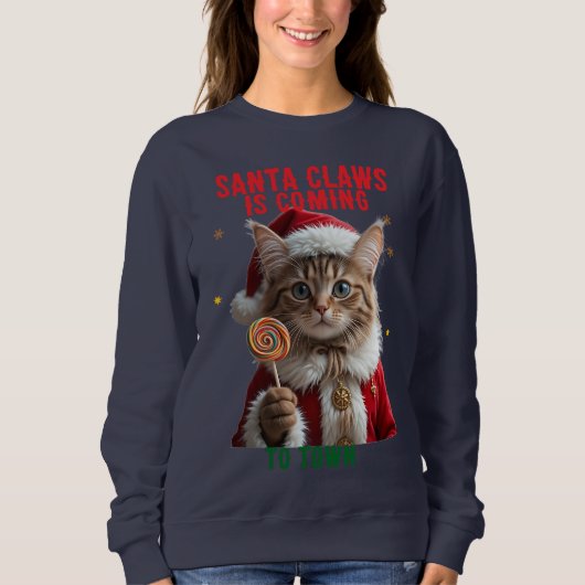 Cat Santa Christmas T-Shirt (Voorkant)