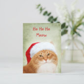 Cat Santa Claus Feestdagenkaart (Staand voorkant)