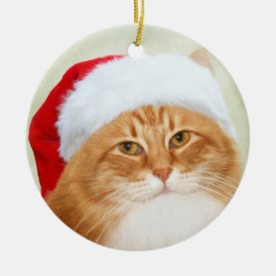 Cat Santa Claus Keramisch Ornament