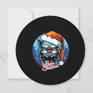 Cat Santa Claus wenst vrolijk kerstfeest Feestdagenkaart