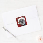 Cat Santa Claws Christmas Maureen Girard Blue Eye  Vierkante Sticker (Envelop)